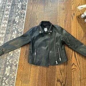 GAP Black Faux Leather Moto Jacket